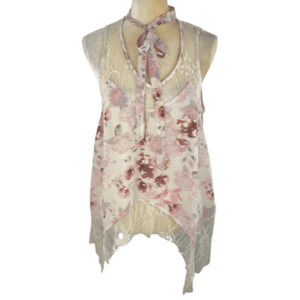Skylar & Jade women's petal ivory tank blouse size S